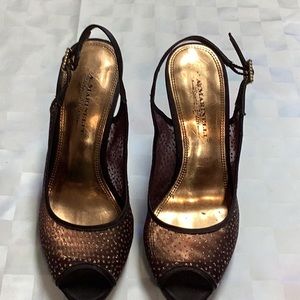 A Marinelli Special Effects, brown mesh, buckle strap, size 7, open toed